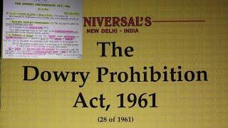 The Dowry Prohibition Act1961.. Bare act provisions.. minor act for judiciary..like and subscribe..
