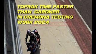 WSBK test cremona 2024  part 2  day 1 BMW Toprak time quickest than Remy Gardner