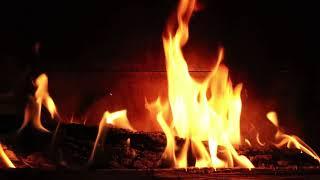 Fire in fireplace with crackling sounds