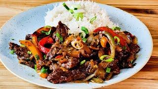 Best Pepper Steak Recipe  Easy Beef Stir Fry  Fluffy Basmati Rice Recipe Steak and Pepper