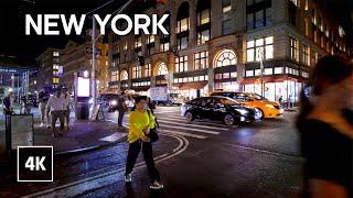 New York Night Walk - Manhattan Walking Tour 4K