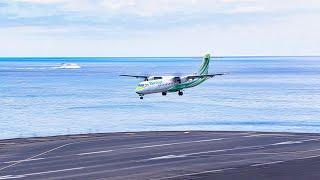 FLOATING AND LANDING Binter ATR 72-600 at Madeira Airport