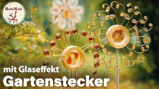 DIY  Blumenstecker selber machen  Gartendeko Idee mit Glaseffekt  Gartenstecker oder Fensterdeko