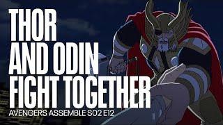 Thor and Odin fight together  Avengers Assemble