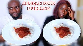 ASMR AFRICAN FOOD MUKBANG  WHITE RICE AND STEW MUKBANG