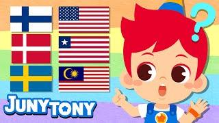 Similar Flags 2  Learn the Flags  Which One is Which?  Explore World Songs for Kids  JunyTony