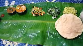 South Indian Tamil Traditional Banana Leaf full meals vegetarian