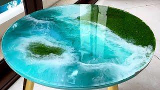 Resin Art Tutorial  Amazing sea table with epoxy resin waves