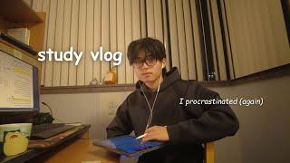 productive study vlog  late night cramming test prep uni life