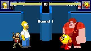 AN Mugen #307 Arcade Homer & Marco VS Pac-Man & Wreck-It Ralph