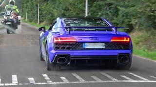 Audi R8 V10 with LOUD  Capristo Exhaust - Accelerations Launch Onboard Stopped by Police