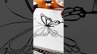 Outlining butterfly drawing  #drawingtutorial #easy #shorts #butterfly #satisfying #aesthetics