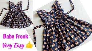 Baby Frock Cutting and Stitching Easy  RuffleFrill Baby Frock Cutting and Stitching