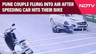 Pune Accident News  Pune Couple Flung Into Air After Speeding Car Hits Their Bike