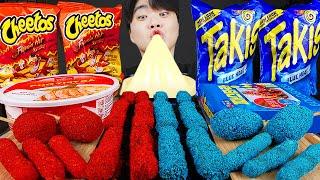 ASMR MUKBANG 직접 만든 타키스 대왕 가래떡 떡볶이 불닭볶음면 치즈스틱 핫도그 먹방 & 레시피 FIRE NOODLES AND Tteokbokki EATING SOUND