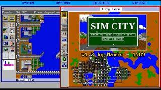 SimCity v1.2 original longplay - Maxis 1989 - Will Wright - PC  DOS city building classic gameplay