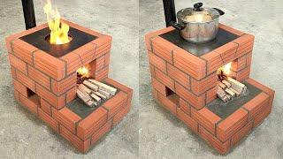 How to build a smokeless wood stove from red bricks simple but beautiful