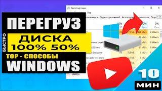 Windows HDD  SSD Диск загружен на 50% или 100 % что делать? Решено