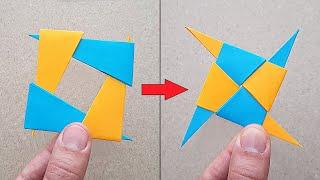 DIY - HOW TO MAKE A NINJA STAR FROM A4 PAPER -  Transforming Ninja Star 