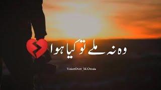 Woh Na Milay Tu Kya Howa  Sad Shero Shayari Status  Trending TikTok Shayari Status 2024