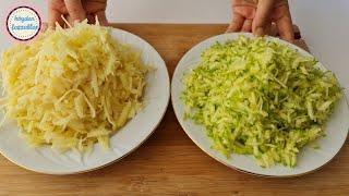 Einfach Zucchini und Kartoffeln reiben. Leckerer als Fleisch