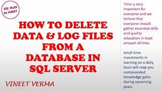 How to Delete Data and Log Files from a Database  SQL Server