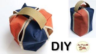 How to make a bag with zippers on 4 sides  Travel cosmetic bag