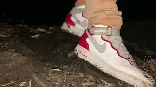 Crushing mudding and trashing my sweet Nike AF1 mids in a old burn pit