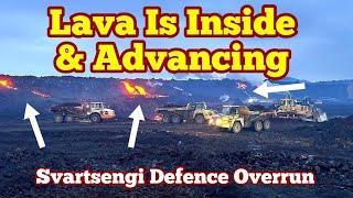 Lava Is Inside Svartsengi Defence Wall Three Lava Streams Flowing Iceland KayOne Volcano Eruption
