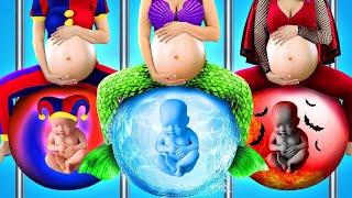 Pregnant Pomni vs Pregnant Vampire vs Pregnant Mermaid *Best Parenting Life Hacks in JAIL*