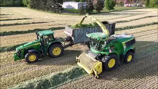 John Deere 9700i Grünroggen häckseln 2024 Teil 2 - Claax Xerion 3800  Claas Torion Silage