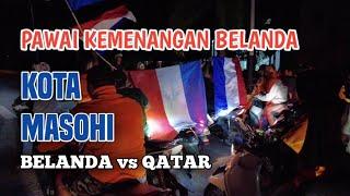 Pawai kemenangan Belanda di Kota Masohi.Belanda vs Qatar.