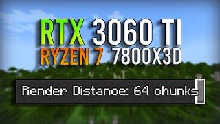 Minecraft 1.20.1 Optifine 64 Chunks Render Distance FPS Test  RTX 3060 Ti + Ryzen 7 7800X3D 