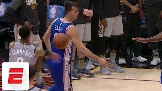 Jordan Clarkson throws ball at Dario Saric setting off Cavaliers-76ers scuffle  ESPN