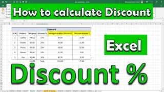 how to calculate discount % in Excel  how to calculate discount in MS Excel  Discount formula  MS