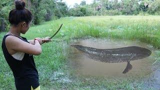 Primitive Bowfishing Smart Girls Creative Bamboo Bow Arrow With Steel To Shoot The Fish How To Make