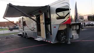 2019 Sundowner 37 Toy Hauler dual AC units garage has a bed clean