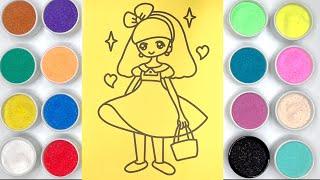 Sand Painting Little Girl - Coloring Videos for Kids