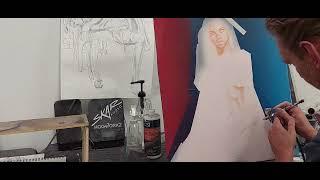 Angel  Demon airbrush painting.