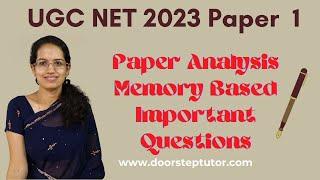 UGC NET Analysis 2023 Paper 1 13 June Shift 1 UGC NET 2023 Answer Key Lectures@ doorsteptutor.com