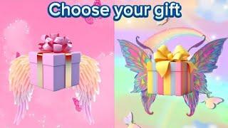 Choose your gift#pinkandrainbow #2giftboxchallenge#pickonekickone #wouldyourather