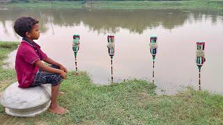 Traditional Boy Catching Big fish With Plastic Bottle Fish Hook By River  Best Fishing Video 2022