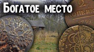 БОГАТОЕ МЕСТО - ТУТ ПОДНИМАЛИ КЛАДЫ  Кладоискатели нашли старые монеты Коп монет металлоискателем