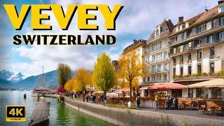 Spring in Vevey Switzerland  Walking tour 4K