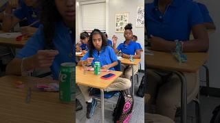 Girls get caught eating candy in class on first day of school #shorts