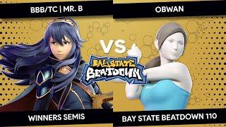 Bay State Beatdown 110 - BBBTC  Mr. B Shulk Lucina vs Obwan Wii Fit Trainer - Winners Semis