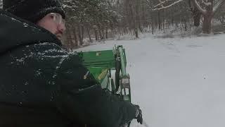 JOHN DEERE 1025R PLOWING SNOW  WINTER STORM 2024