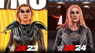 WWE 2K23 vs WWE 2K24 Entrance Comparison  Ft. Becky Lynch Roman Reigns & More