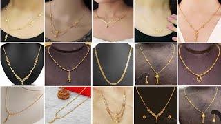 Latest simple & beautiful gold necklace designs  Cute small gold pendant collection  Gold necklace