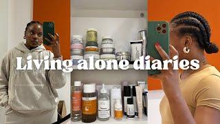LIVING ALONE DIARIES  MORNING SKINCARE ROUTINE BRAIDING MY HAIR CONTENT DAY AND MORE